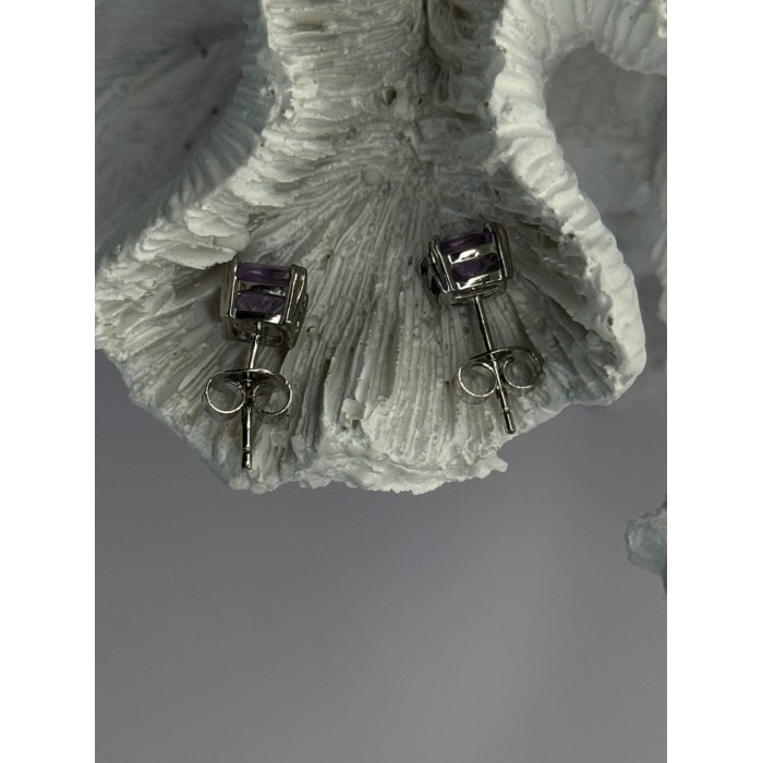 925 Sterling Silver Amethyst Earrings Length 0.25 Inch