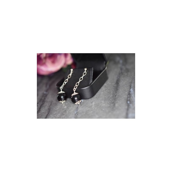 925 Sterling Silver Black Agate 
