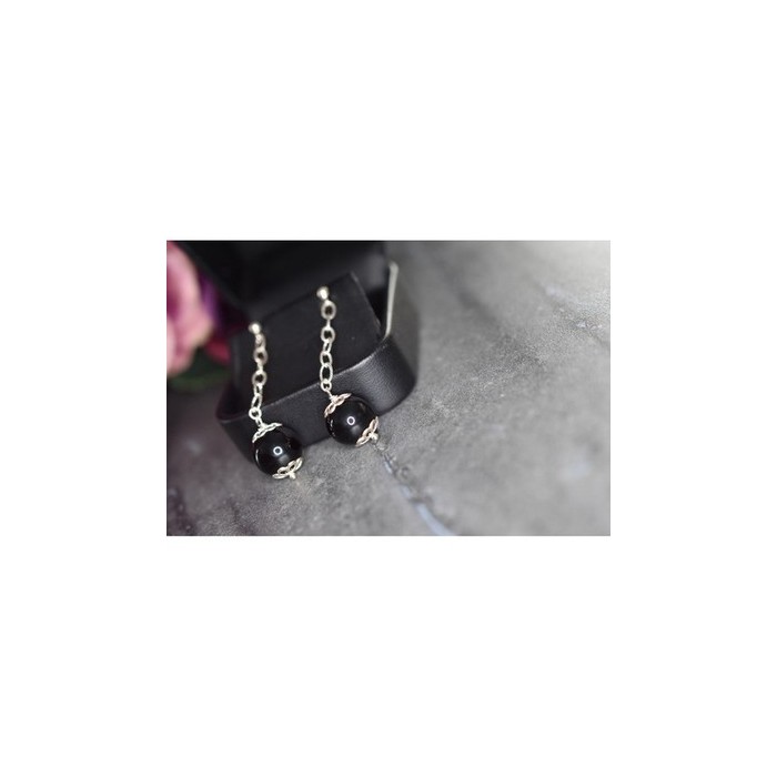 925 Sterling Silver Black Agate 