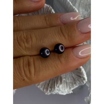 925 Sterling Silver Black Pearl Earrings Length 0.30 Inch