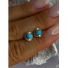 925 Sterling Silver Turquoise Stud Earrings Length 0.30 Inch