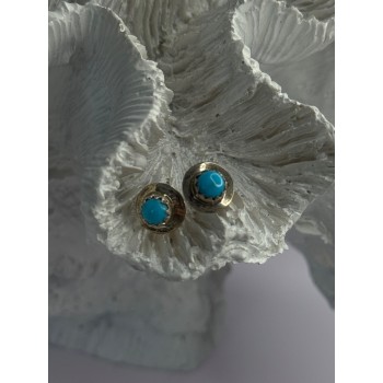 925 Sterling Silver Turquoise Stud Earrings Length 0.30 Inch