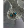 925 Sterling Silver Turquoise Stud Earrings Length 0.30 Inch