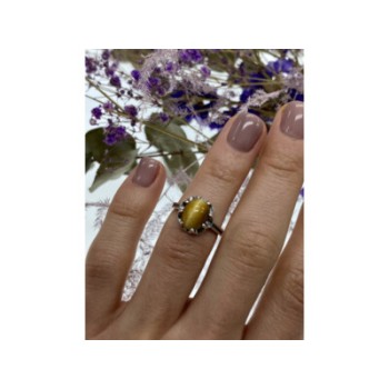 925 Sterling Silver Tiger's Eye Ring Size 5.5