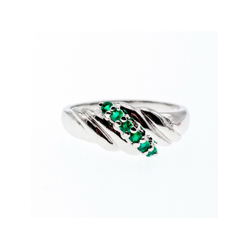925 STERLING SILVER GREEN CZ RING SIZE 10.5