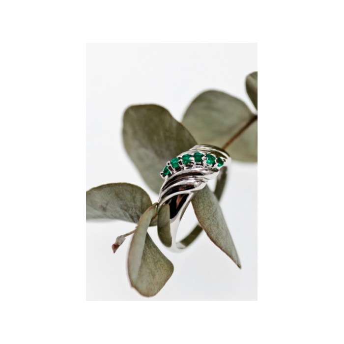 925 STERLING SILVER GREEN CZ RING SIZE 10.5