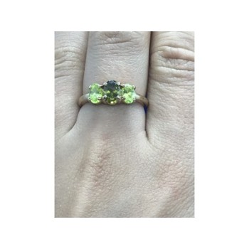 925 Sterling Silver Gold Plated Peridot Ring Size 8