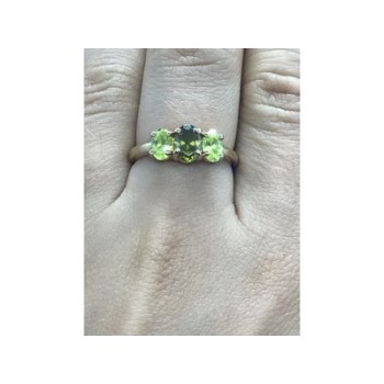 925 Sterling Silver Gold Plated Peridot Ring Size 8