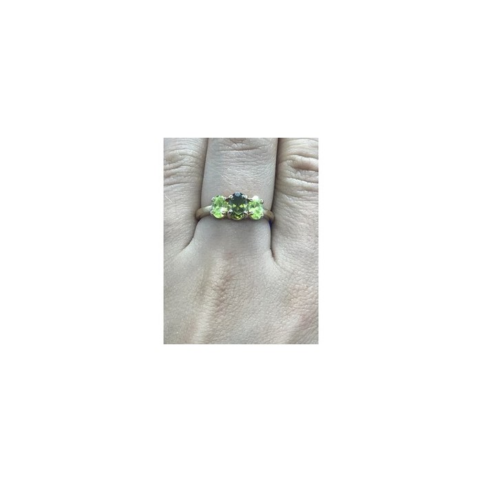925 Sterling Silver Gold Plated Peridot Ring Size 8