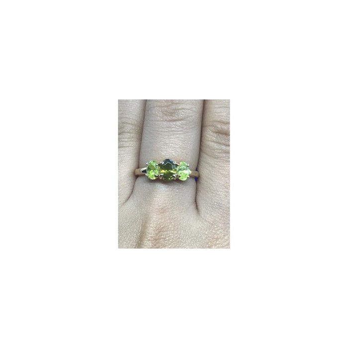 925 Sterling Silver Gold Plated Peridot Ring Size 8