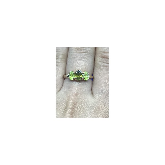 925 Sterling Silver Gold Plated Peridot Ring Size 8