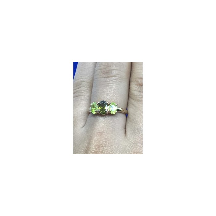 925 Sterling Silver Gold Plated Peridot Ring Size 8