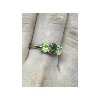 925 Sterling Silver Gold Plated Peridot Ring Size 8