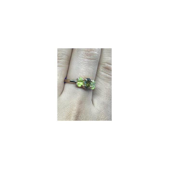 925 Sterling Silver Gold Plated Peridot Ring Size 8