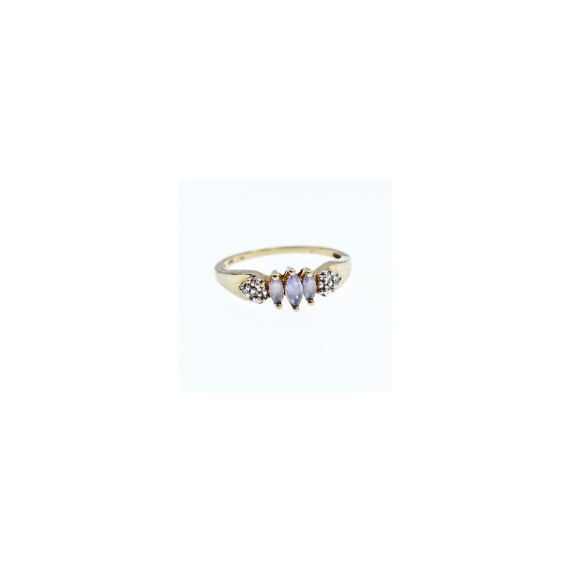 10K YELLOW GOLD TANZANITE & DIAMONDS RING SIZE 7