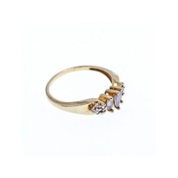 10K YELLOW GOLD TANZANITE & DIAMONDS RING SIZE 7
