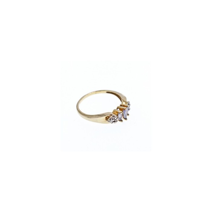 10K YELLOW GOLD TANZANITE & DIAMONDS RING SIZE 7
