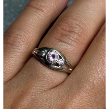 925 Sterling Silver Morganite Ring Size 6