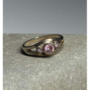 925 Sterling Silver Morganite Ring Size 6