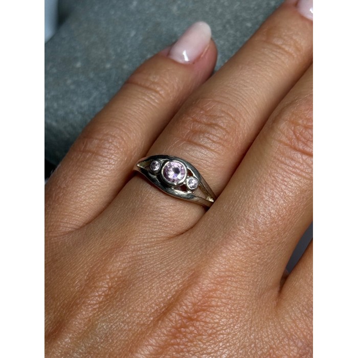 925 Sterling Silver Morganite Ring Size 6