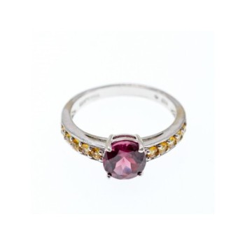 925 Sterling Silver Almandine & Heliodor Ring Size 9