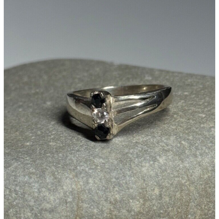 925 Sterling Silver Sapphire & Beryl Ring Size 8