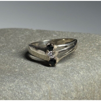 925 Sterling Silver Sapphire & Beryl Ring Size 8