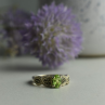 925 Sterling Silver Chrysolite & Marcasites Ring Size 7.5