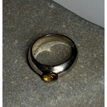 925 Sterling Silver Yellow Agate Ring Size 8