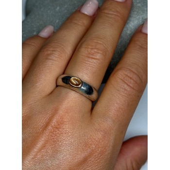 925 Sterling Silver Yellow Agate Ring Size 8