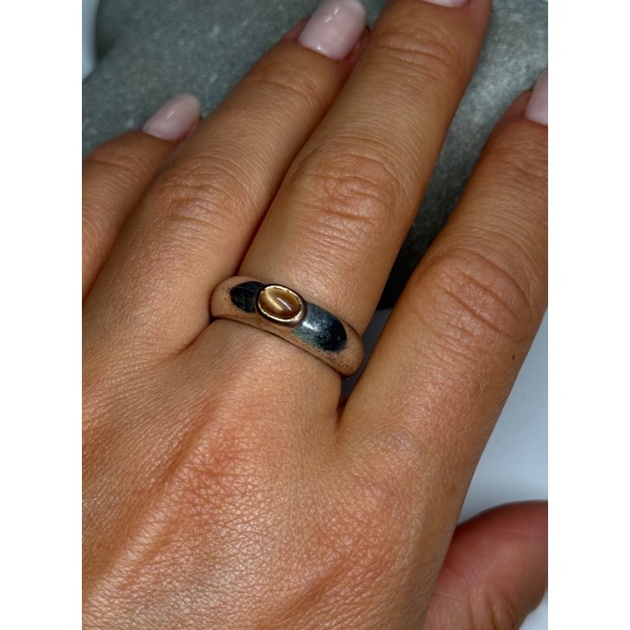 925 Sterling Silver Yellow Agate Ring Size 8