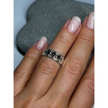 925 Sterling Silver Onyx Ring Size 5
