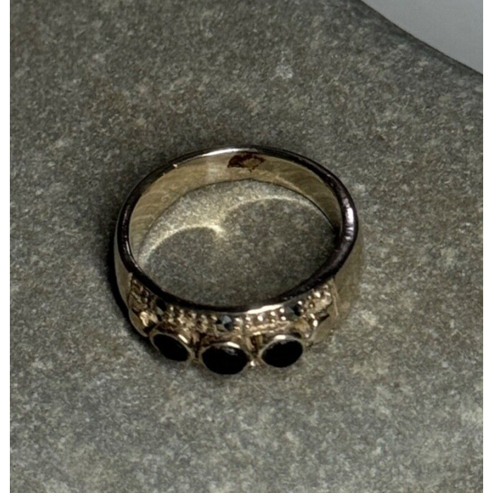 925 Sterling Silver Onyx Ring Size 5