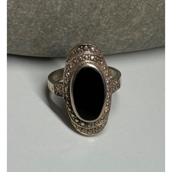 925 Sterling Silver Onyx Ring Size 5.5