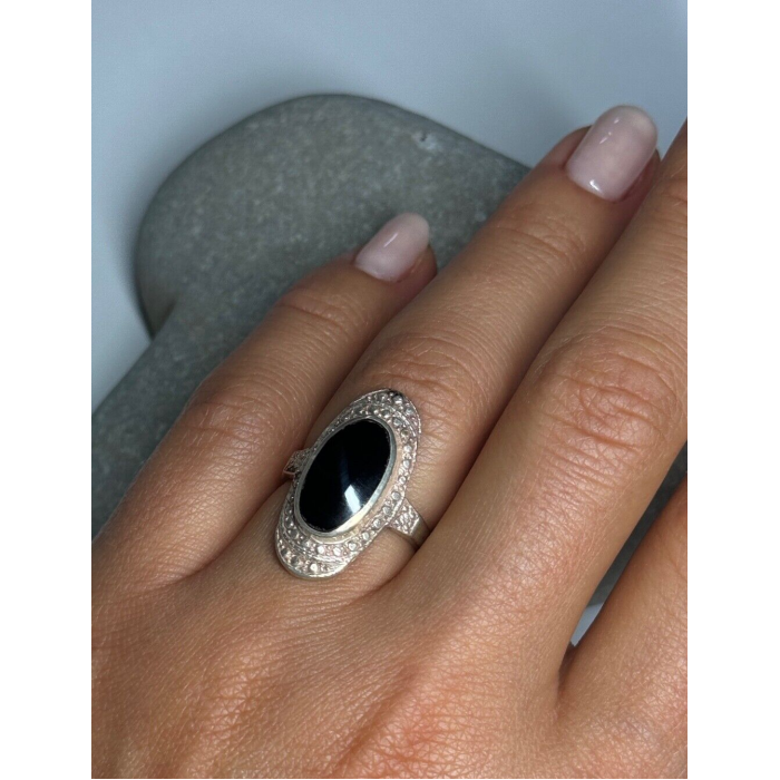 925 Sterling Silver Onyx Ring Size 5.5