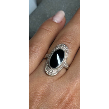 925 Sterling Silver Onyx Ring Size 5.5