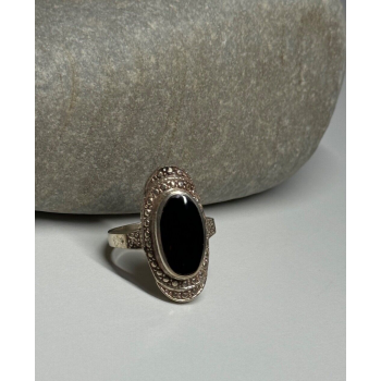 925 Sterling Silver Onyx Ring Size 5.5
