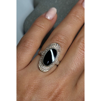 925 Sterling Silver Onyx Ring Size 5.5