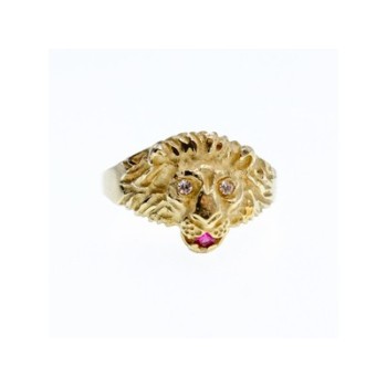14K YELLOW GOLD RUBY & DIAMONDS 