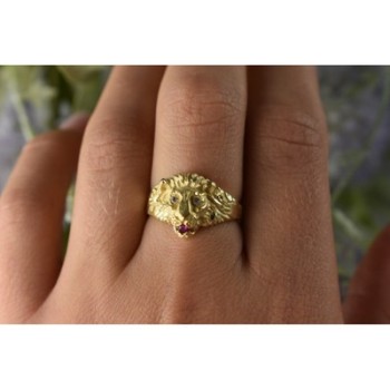 14K YELLOW GOLD RUBY & DIAMONDS 