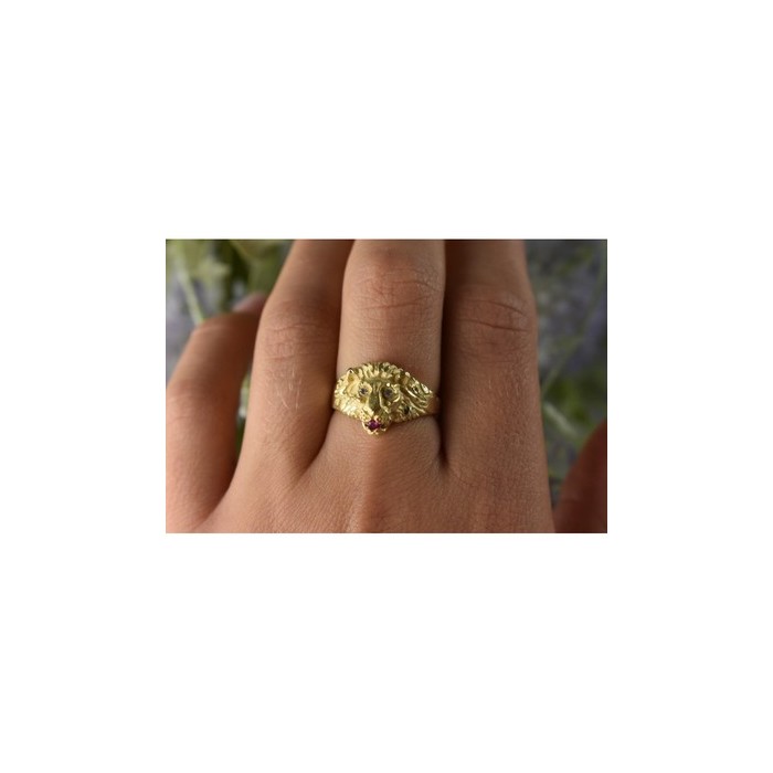 14K YELLOW GOLD RUBY & DIAMONDS 