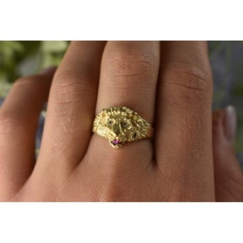 14K YELLOW GOLD RUBY & DIAMONDS 