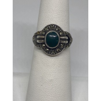 925 Sterling Silver Ring With Malachite Size 5