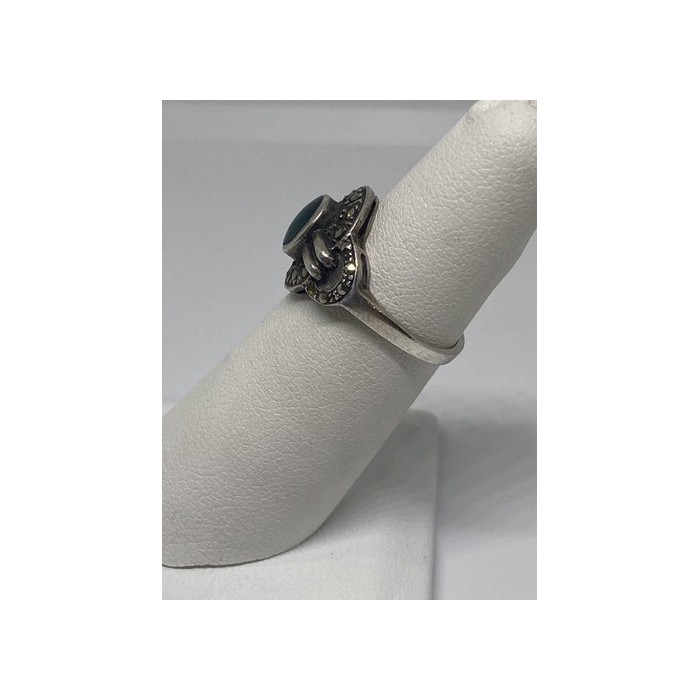 925 Sterling Silver Ring With Malachite Size 5