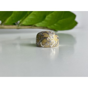 925 Sterling Silver Agate & CZ Ring Size 6.75