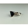 925 Sterling Silver Black Nephrite ( Jade ) & Quartz Ring Size 8