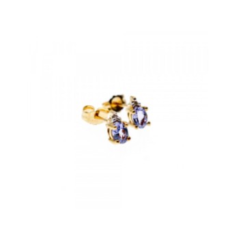 10K YELLOW GOLD TANZANITE & DIAMONDS EARRINGS