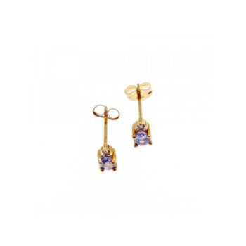 10K YELLOW GOLD TANZANITE & DIAMONDS EARRINGS