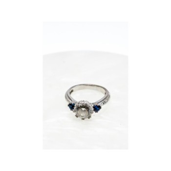 925 Sterling Silver Blue & White CZ Ring Size 6.5