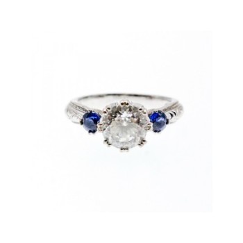 925 Sterling Silver Blue & White CZ Ring Size 6.5